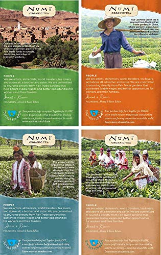 Numi Organic Tea Variety Pack, 18 Count Box of Tea Bags (Pack of 4), Aged Earl Grey, Breakfast Blend, Jasmine Green & Moroccan Mint (Packaging May Vary)