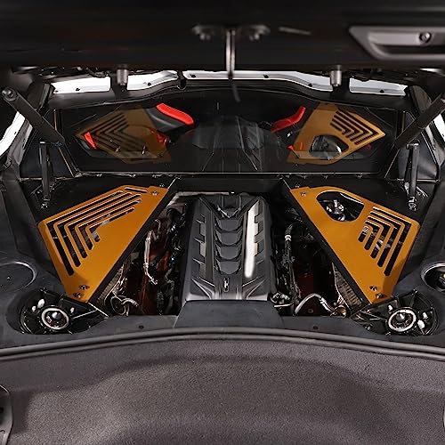 Image of TOYCIDFG Engine Bay Panel Cover, Left Right Splash Shield Oxidation Case Guard Compatible with C8 Corvette 2020-2023 Auto Aluminium Interior Body Part Accessories (Yellow)