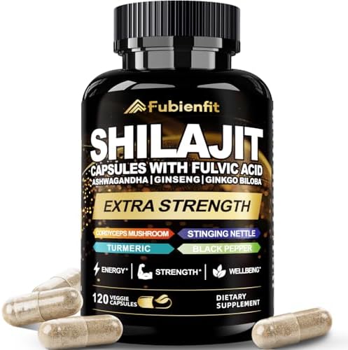 Shilajit Capsules – Premium Shilajit for Men – with Ashwagandha Ginseng and More Fulvic Acid for Men/Women – 120 Capsules