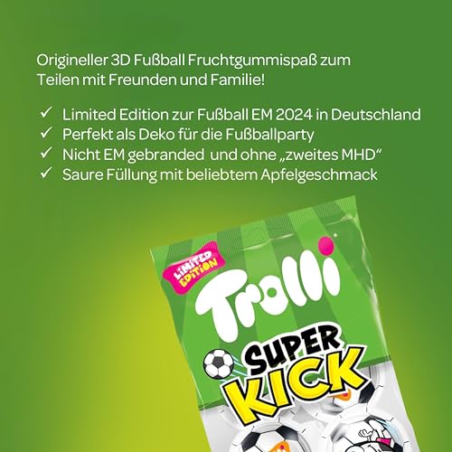 Trolli Super Kick 3x75g Packung, limitierte Edition, Gummibärchen gefüllt mit saurer Apfel-Füllung, perfekt zum Mitfiebern zur Fußball-Saison, für die Schultüte & den Schulanfang, lactose- & glutenfei 4