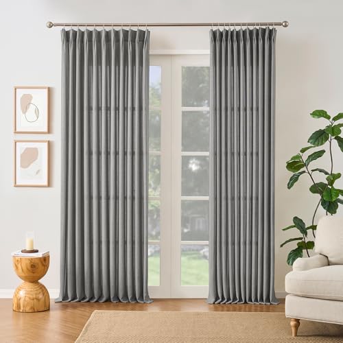 RAIN CITY Grey Pinch Pleated Sheer Curtains 90 Inches Long 2 Panels 70x90