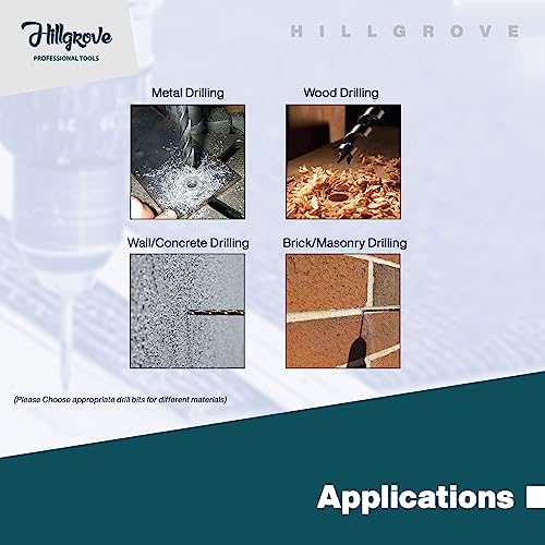 Image of Hillgrove HGCM999M3 All Purpose 20mm Hammer Impact Drill Machine Forward /Reverse Rotation with 3 Bits for Making Holes in Metal /Wood /Concrete Hammer Drill (20 mm Chuck Size, 750 W)