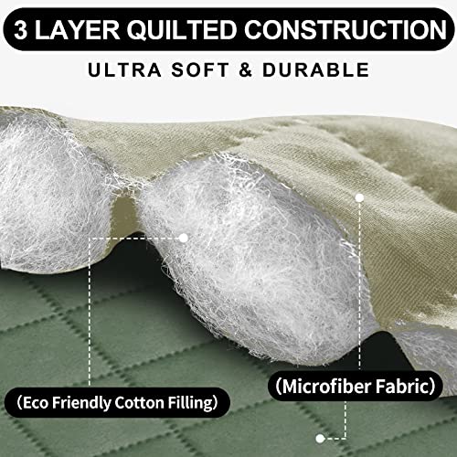 Deeky Couch Cover, Sofa Covers For 3 Cushion Couch, Dog Couch Cover Protector, Reversible And Water Resistant Furniture Covers For Pets With Foam Sticks & Elastic Straps, Sofa, Greyish Green/Beige #TOP1