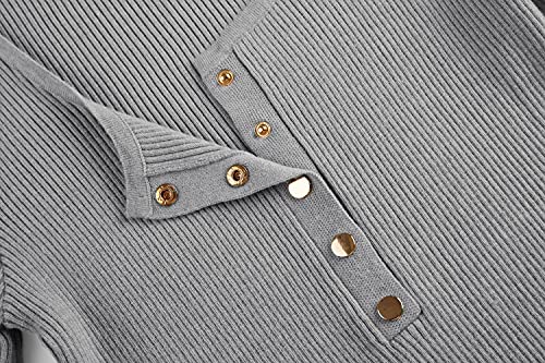 Apbondy Womens Sexy Long Sleeve Sweater Scoop Neck Button Up Fitted Pullover Shirts Tops4