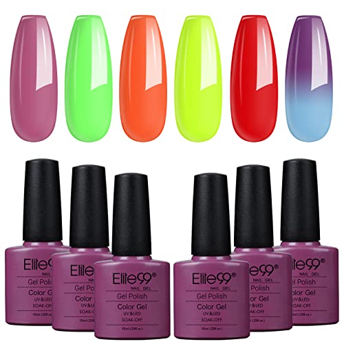 Elite99 Rainbow Fart Gel-Nagellack-Set mit 6 Farben, Soak-Off-Gel-Nagellacke für ein langanhaltendes und glattes Finish Cover