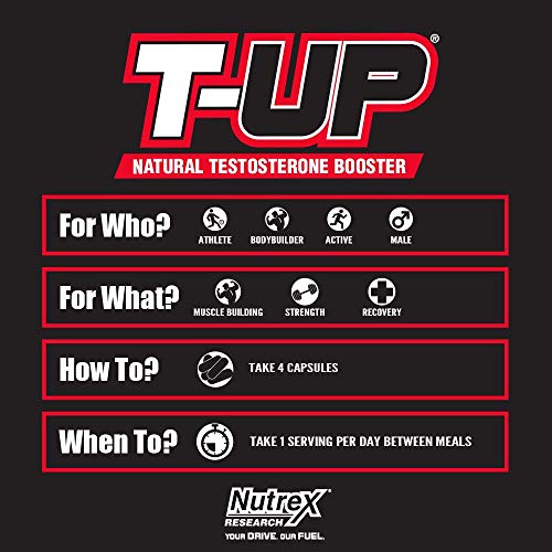 Nutrex Research T-Up Natural Testosterone Booster For Men Test Booster Muscle Enhancer And Libido Support Pills | Daa D-Aspartic Acid Supplement, Zinc, B6, B12 | 120 Capsules #TOP4