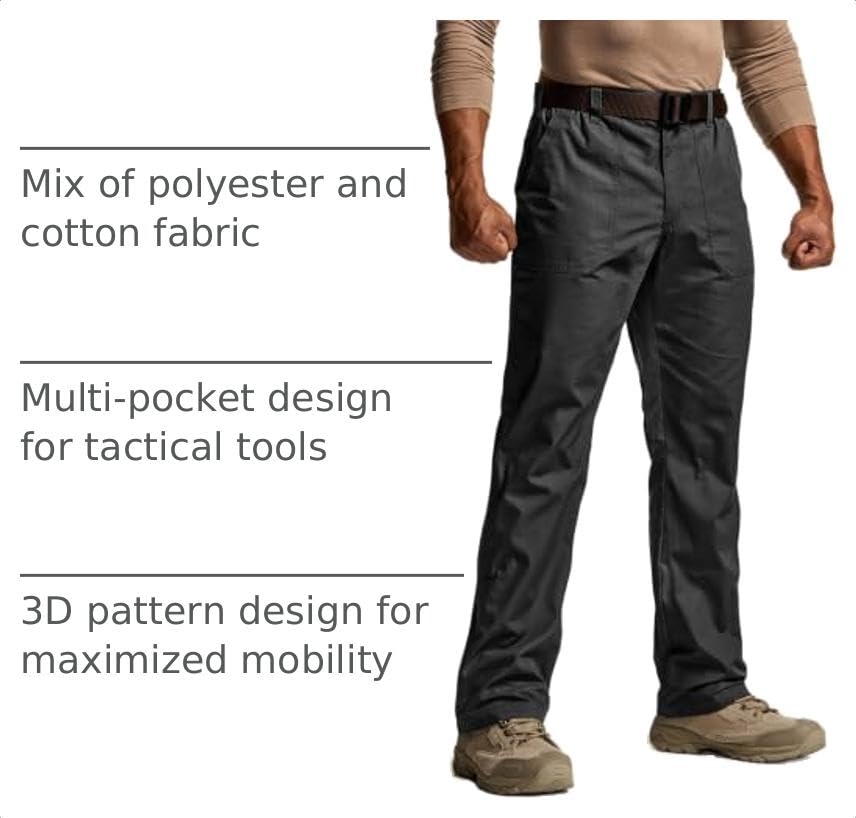 Image of CQR Men's Quick Dry Work Pants, Water Resistant Outdoor Tactical Pants, Lightweight Stretch Cargo Hiking Pants