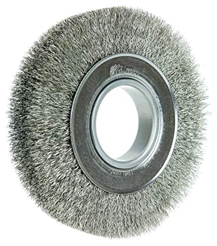 Image of Weiler 06440 6 inch Medium Face Crimped Wire Wheel, .0104 inch Stainless Steel Fill, 2 inch Arbor Hole, Made in the USA