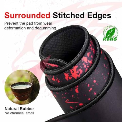 Image of Red Leopard Design Gaming Mouse Pad 700 x 300 x 2 mm, Extended Mouse Pad with Non Slip Rubber Base & Stitched Edges, Gaming Desk Mat for PC Laptop Keyboard and Mouse(1-pcs)