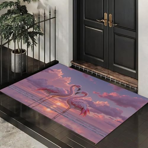 Tapis Flamants Roses 60x90 : Solution Antidérapante et Lavable