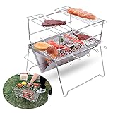 Fácil de transportar y montar: gracias al diseño plegable y extraíble, esta parrilla se puede instalar y utilizar de inmediato. Además, también está equipado con una bolsa de almacenamiento con asa, todas las piezas están incluidas para facilitar el transporte.