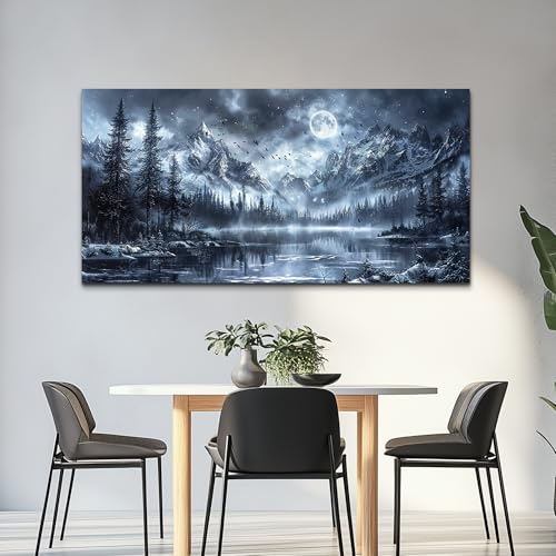 FUHAIHUA Canvas Wall Decor For Living Room Large Wall Art For Bedroom Office Decoration Black And White Wall Painting Forest Landscape Picture Hotel Artwork Poster Home Decor Ready to Hang 24X48 In