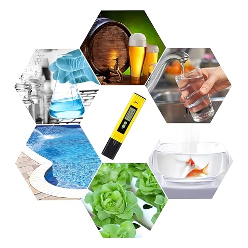 Retoo PH Messgerät Wasserqualitätstest Messgerät Digitaler PH Messgerät ±/-0,1 pH-Genauigkeit, 0-14 pH-Messbereich Aquarium für Trinkwasser, PH-Meter Lebensmittel Schwimmbäder Thermen Aquarien