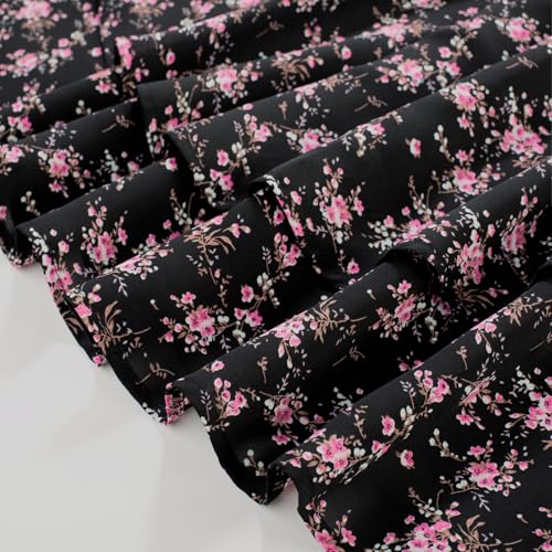 Image of Scarlet Darkness Floral Mini Corset Dress Women Teens Sundress with Pockets | Floral mini dress with adjustable straps, square neck, smocked back, left hidden zip, side pockets, flowy dual-layer hem