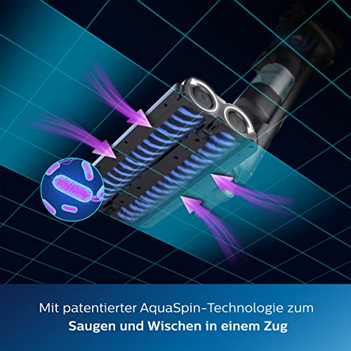 Philips 9000 Series AquaTrio Schnurloser Nass & Trockensauger - Staubsaugen und schnelles Bodenwischer, entfernt Staub, Schmutz und Flecken in einem Zug, bis zu 45 Minuten Betriebszeit* (XW9383/01)