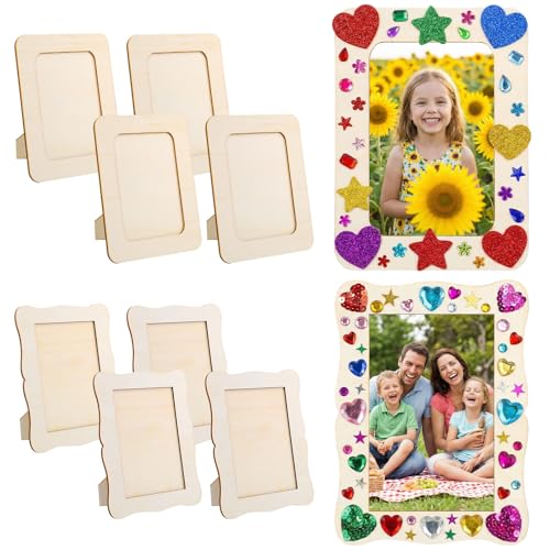 XREE 8er Pack Holzbilderrahmen zum Bemalen 19 x 14cm Bilderrahmen zum Basteln 3D Bilderrahmen Tischdeko für Mädchen Kinder Jugendliche