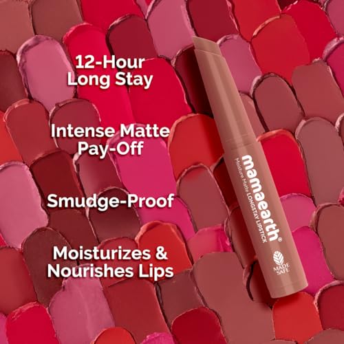 Image of Mamaearth Moisture Matte Longstay Mini Lipstick with Avocado Oil & Vitamin E for 12 Hour Long Stay- 09 Espresso Brown- 0.7 g