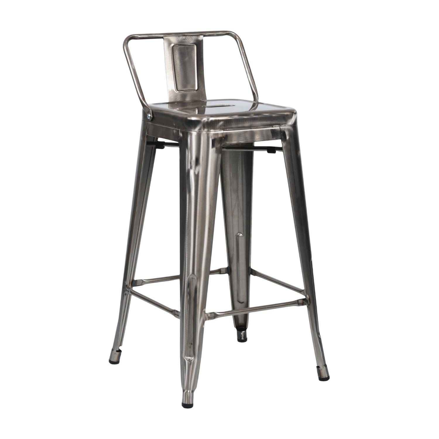 THINIA HOME Taburete Alto Industrial Apilable de Acero 41x41x85cm