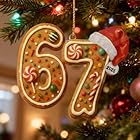 67 Meme Christmas Ornaments, Funny 67 Xmas Ornament Decor, 6 7 Meme Santa Ornaments for Christmas Tree & Birthday Decorations for Humorist Gifts (I)