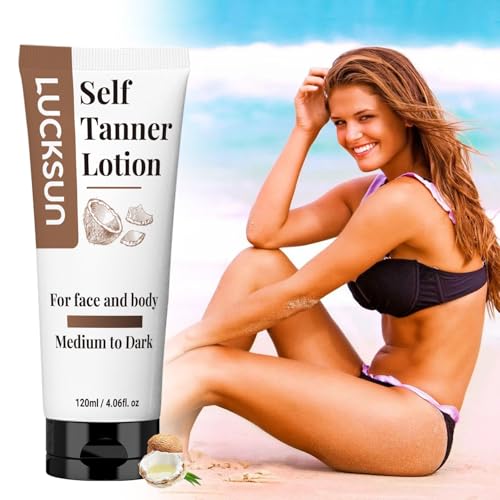 LMDGDS Crema bronceadora corporal, autobronceador natural con aloe orgánico y manteca de karité para rostro y cuerpo, hidratante y vegano, autobronceador para todos los tipos de piel (120 ml)