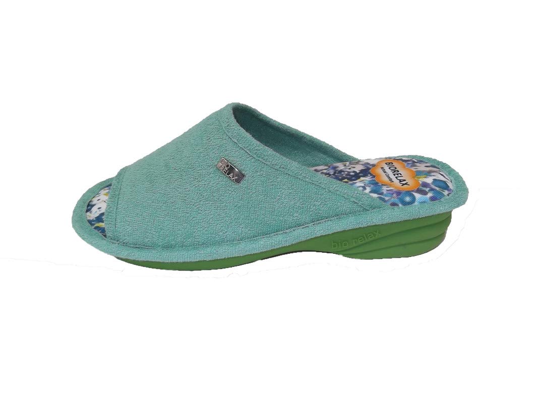 Zapatilla de Estar por casa/Mujer/Biorelax/Material Empeine: Algodón Rizado/Colores: Aguamar/Lila/Coral/Suela de Goma Antideslizante/Talón Acolchado