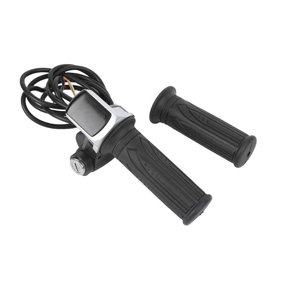 Poignée d'accélérateur de vélo électrique 24 V 500 W et Accessoire de contrôleur brossé avec 9 lumières et Verrouillage, poignée en Caoutchouc résistant à la Pluie pour Scooter et