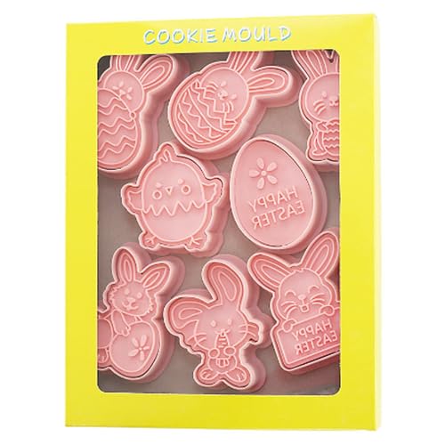 8 Pcs Easter Cookie Cutters Plastic Cookie Rabbit Shapes Cutters, Bunny Cookies Cutters，for Cookies Dough, Pastry, Donut, Cake Decor Chocolate Mould Cookie