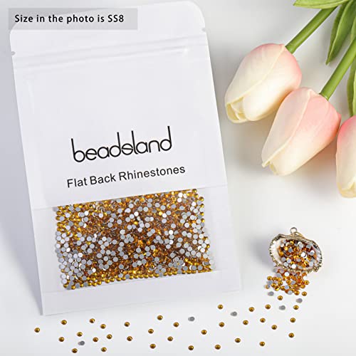 Image of Beadsland 2880pcs Flat Back Crystal Rhinestones Round Gems for Nail Art and Craft Glue Fix, Topaz,SS8,2.3-2.5mm | Flatback Glass Gems, 2.3-2.5mm, for Nail Art Craft, Glue Fix