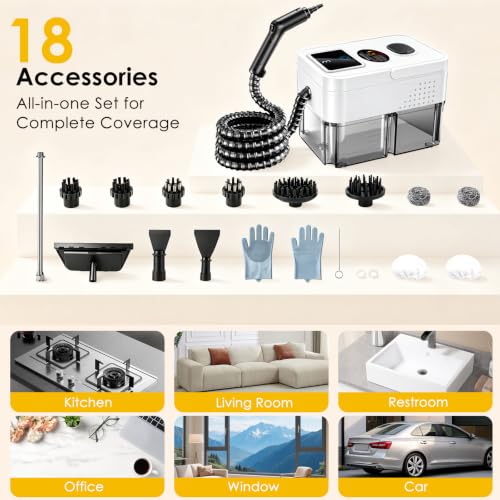Image of Steam Cleaner,1.9Qt Portable Pressurized Handheld Steamer for Home Cleaning