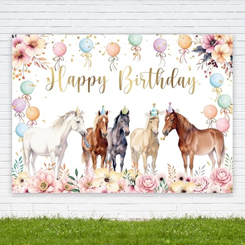Fondo Fotográfico Happy Birthday Horse 7x5 pies Poliéster miniatura 5
