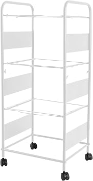 mignonnememe 3 Tiers Metal Rolling File Carts Movable Pull-Out File Folder Rack Drawer File Cabinet for Home Office 16.1" x 14" x 35.7" White