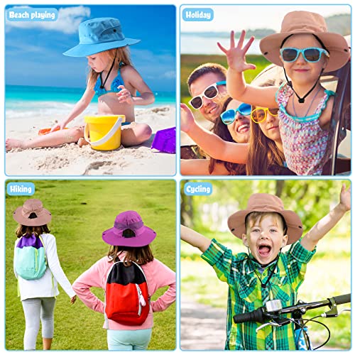 16 Pcs Kids Ponytail Summer Hat Girls Sun Bucket Hat Uv Safari Hats With Ponytail Hole Wide Brim Fishing Travel Hat Foldable Mesh Beach Hat Adjustable Chin Strap Sunscreen Hat For Boys Girls, 4 Colors #TOP6