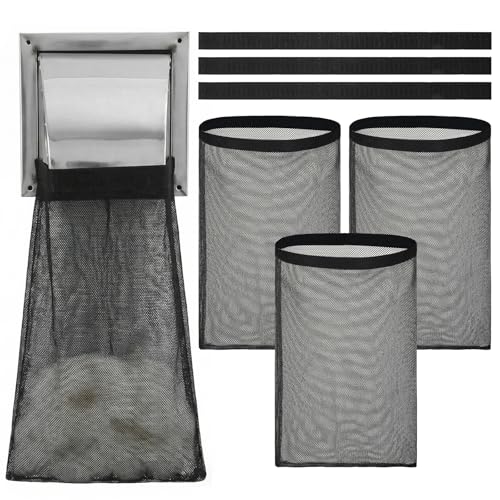 3PCS Dryer Lint Catcher Bag, Reusable Nylon Mesh Bags for Dryer Vent Outside, Washable Dryers Lint Trap Cleaner, Dust Remover for Laundry - Black