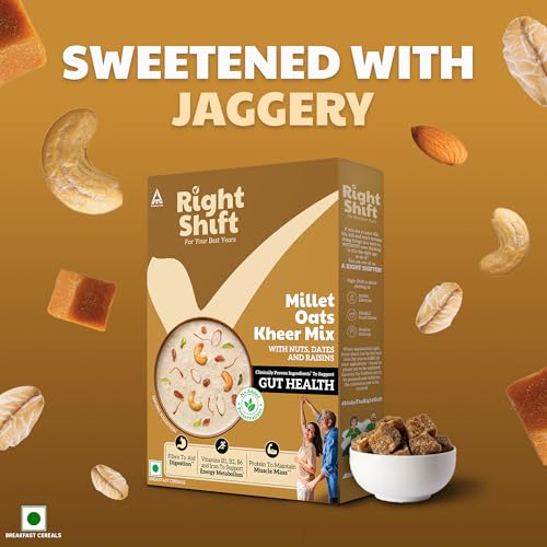 Image of Right Shift Millet Oats Kheer Mix, 240g | With Dry Fruits and Seeds | Goodness of protein and fibre | No Refined Sugar | No Preservatives | Clinically Proven Ingredients for Gut Health