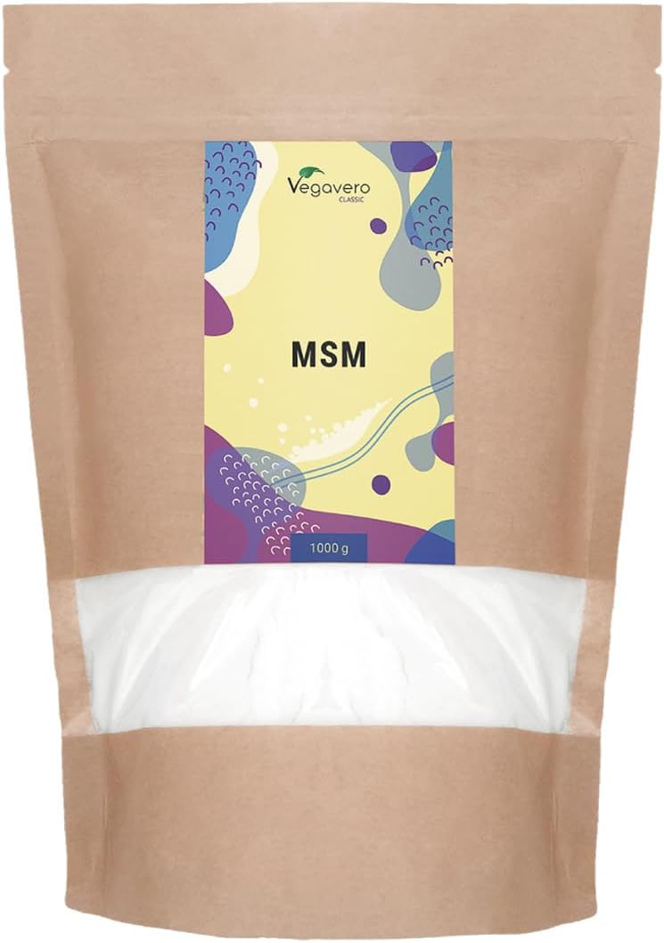 Vegavero Pure MSM Powder 1kg Bag Distilled Organic Sulphur NO Additives & Non GMO Lab