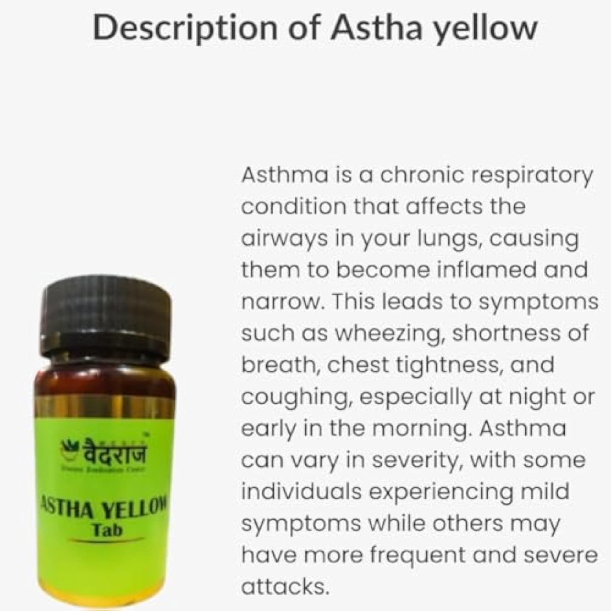 Astha Yellow Tablet - Ayurvedic Natural Supplement