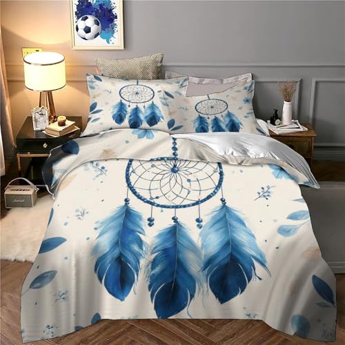 Parure de lit 260x220cm oiseaux bleus en microfibre fermeture éclair - 6