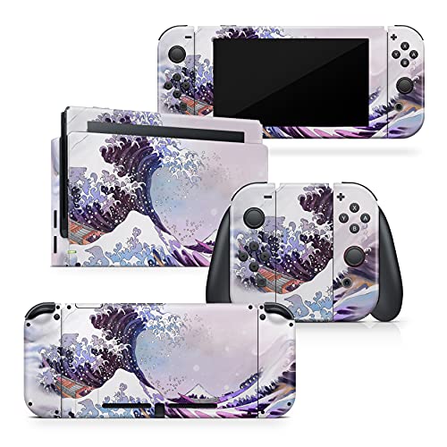 Sticker Nintendo Switch Kanagawa Wave vinyle 3M premium effet aquarelle