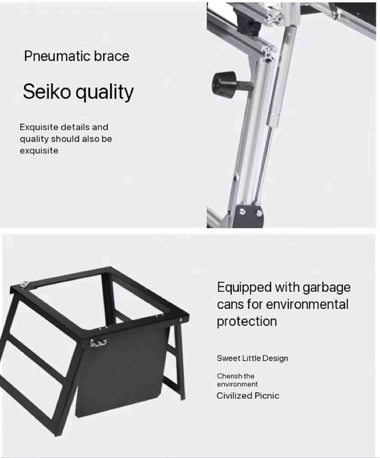 Outdoor Mobile Kitchen, Portable Car Folding Stove Camping Cookware, Camping Kitchen Cooking Station, with Double-Layer Storage, Trash Can & Hidden Design for Backyard