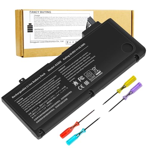 A1278 A1322 Battery Compatible with MacBook Pro 13 Unibody (Mid 2009 to Mid 2012) MacBook Pro 13 A1278 [Mid 2012 2010 2009 Early 2011 Late 2011] 661-5229 661-5557 020-6547-A 020-6765-A 10.95V/63.5WH