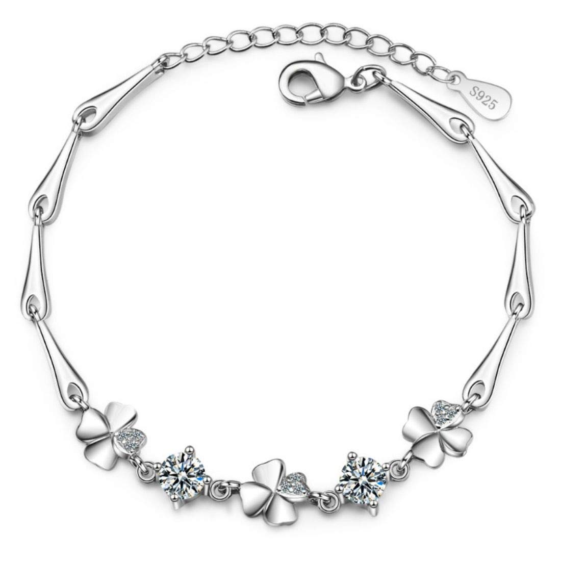 Aaishwarya 18k Rhodium Plated Clover Charm Bracelet For Women and Girls (B08549L662) Amazon Price History, Amazon Price Tracker