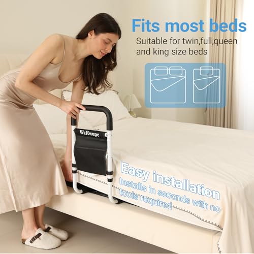 Image of WeHwupe Bed Rails for Elderly Adults Safety with Bedside Storage Pocket