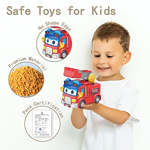 Go Go Bus Stop Fire Truck Action Figure Toy Vehicle Playsets, Cartoon Kids Play Truck With Rescue Ladder, No Sharp Edges, Safe And Durable Materials, Birthday Gift For Boys And Girls #TOP4