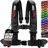 1pc 4 Point Harness for Bucket Seat Push Release 10 Color Options Racing Harness, Race Car, Off Road, UTV, RZR (Black, 3 inch) [6040]