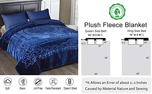 JML Fleece Blanket King Size, Heavy Korean Mink, 85 X 95 Inches, 9 Lbs, Soft and Warm, Thick Raschel Printed Mink for Autumn, Winter, Bed, Home, Gifts (Navy) - Image 5