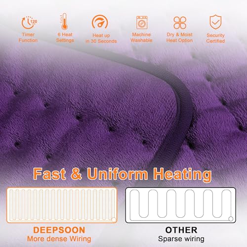 Image of Heating Pad,Electric Heating Pads,Heating Pad for Back,Purple,33x17 Inch