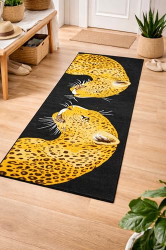 Image of SAGON 2x5 Ft Printed Runner Carpet - Cotton Bedside Rug for Bedroom & Living Room (Tiger)