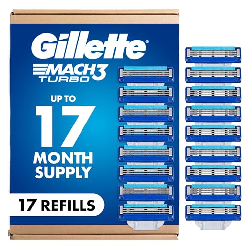 Gillette Mach3 Turbo Razor for Men, 17 Blade Refills