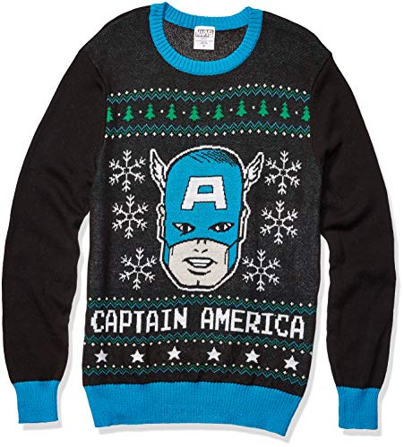 Marvel Men's Captain America Sweater, Black, X-Large