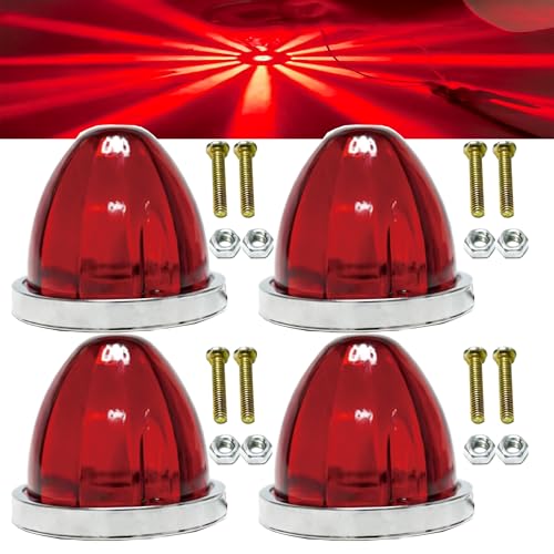 Image of Watermelon Lights, Clear Lens LED Side Marker Turn Signal Lights, Watermelon-Shaped Side Marker Tail Top Cap Roof Lights for Trailer Truck Semi-trailer Heavy-duty Truck (4, red)